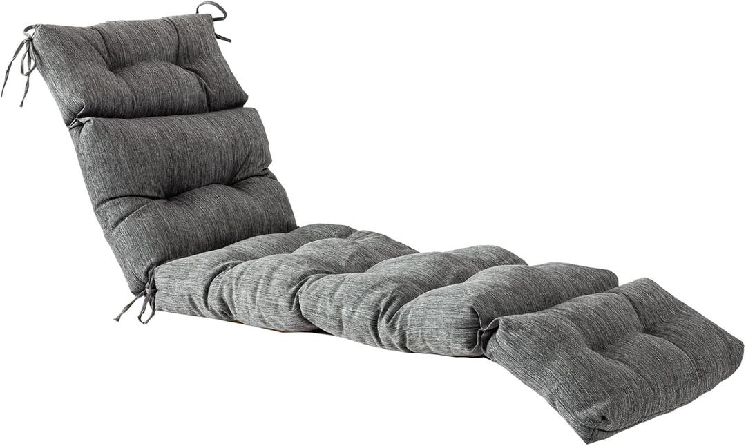 QILLOWAY Indoor/Outdoor Chaise Lounge Cushion, Spring/Summer Seasonal Replacement Cushions. (Charcoal Black/Grey)
