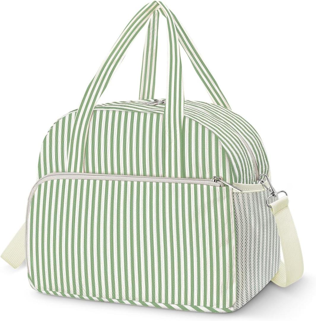 Coobiiya 12L Insulated Lunch Bag for Women & Men, Reusable Corduroy Lunch Tote, Large-Capacity Lunch Box with Leak-Resistant Liner (13L Corduroy Green)