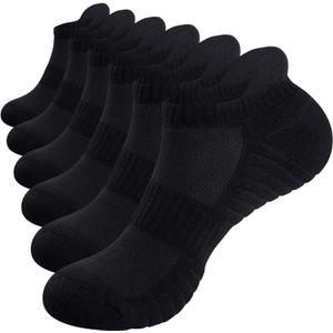 TANSTC Athletic Running Ankle Socks,6Pairs Cushioned Low Cut Anti-Blister Tab Sports Sock Men Women