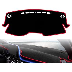 PGTOPONE Custom Fit Dashboard Black Center Console Cover Dash Mat Protector Sunshield Cover Pad Carpet for 2017 2018 2019 2020 Toyota CHR CH-R (Red)