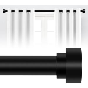 HEI! DEAR Black Curtain Rods for Windows 72 to 144 Inch(6-12ft),1 Inch Heavy Duty Curtain Rods,Adjustable Long Curtain Rod,Modern Single Drapery Rod,Telescoping Window Curtain Rod 72-150",Matte Black