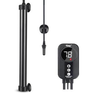 hygger Marine Aquarium Heater 200W,Titanium Heater with Digital LED Controller & Temperature Probe,Submersible Fish Tank Heater with Temperature Calibration,for Saltwater Freshwater Tank 30-40Gallon