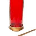 Outdoor Candle Holders, Long Stake Garden Lights Solar Powered Red Candle Holders for Grave, Gold Metal Flame Fall Solar Lights Outdoor Decorative for Yard, Cemetery Solar Lights for Grave (L1 NON)