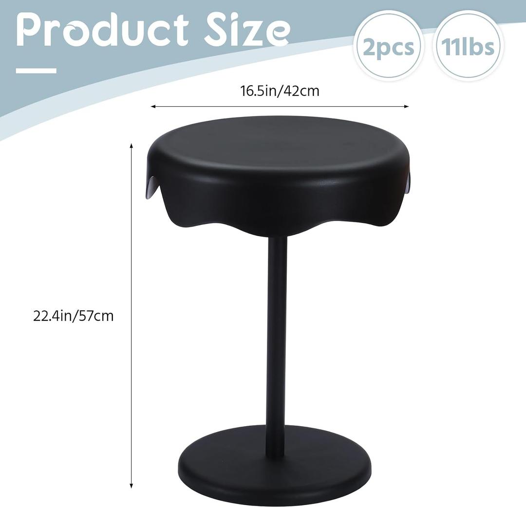 Geelin 16.5 x 22.4 Inch 2pcs Black Round Outdoor Side Table Removable Weatherproof Plastic End Table Modern Home Decor for Phone Books Snacks in Office, Patio, Deck, Living Room, Bedroom