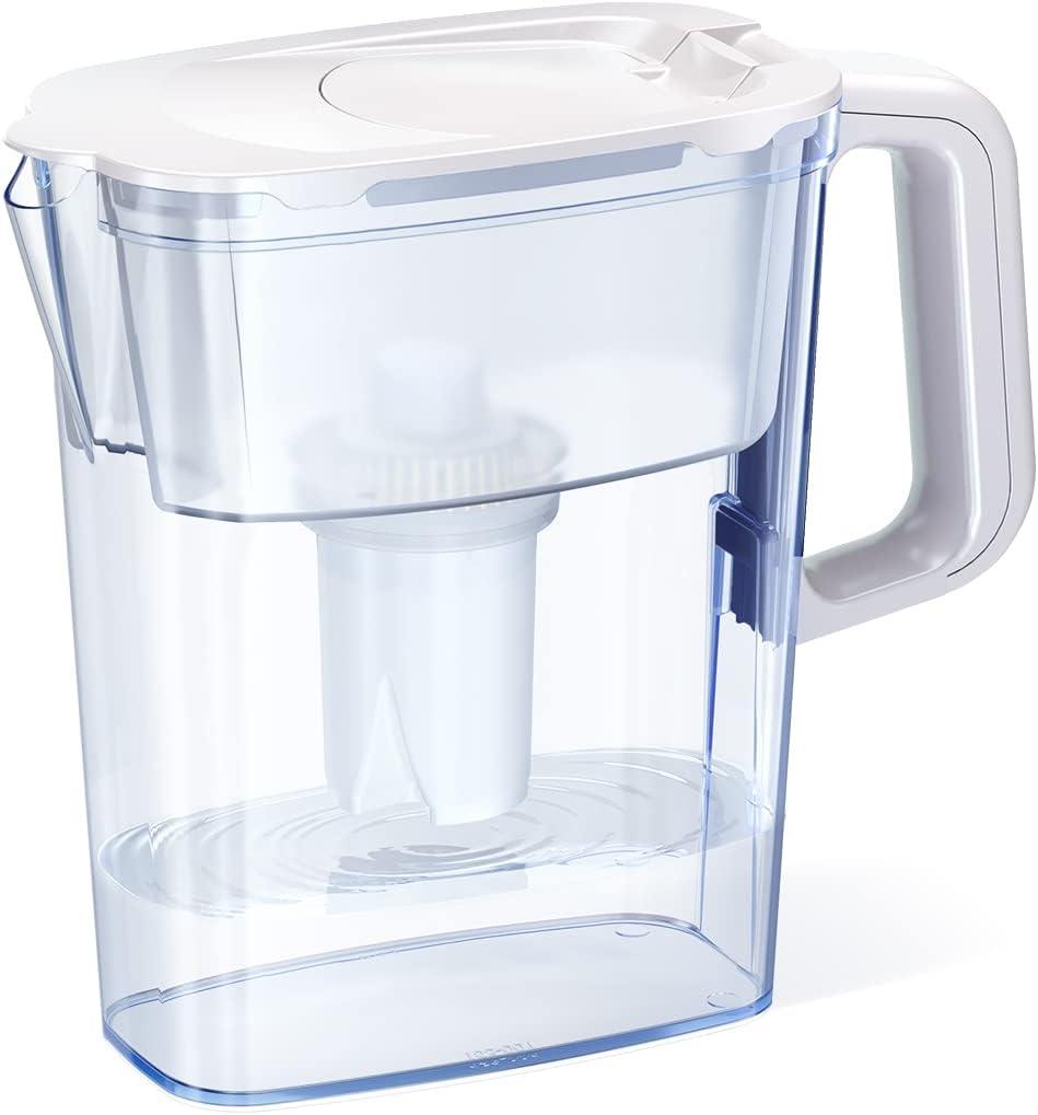 AQUAPHOR 5 Cup Compact Water Filter Pitcher with 1 x B15 Filter | Reduces Chlorine & Heavy Metals | Fast Flow Water Filtration | BPA-Free & Dishwasher Safe | Improved & Filtered Water | White
