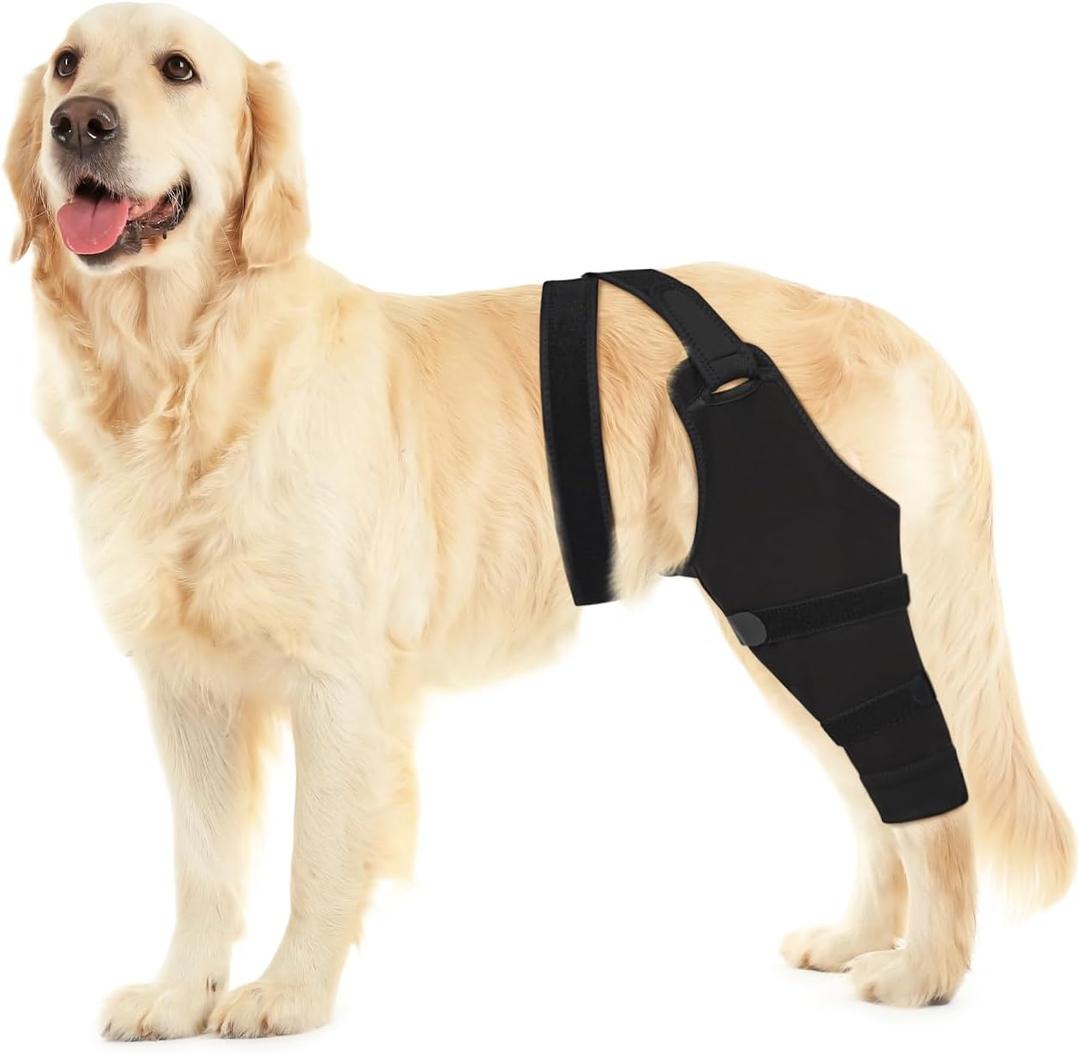 Dog Sleeve for Rear Legs to Stop Licking, Upgraded Surgical Recovery Sleeve for Hind Back Leg Wound,TPLO, ACL Surgery, Light Comfortable Cone Alternative (2XL-Right,Glossy Black)