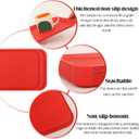 Fast Food Tray,12 Pack Plastic Serving Tray, Restaurant & Cafeteria Tray for Kitchen, Coffee Table, Party, Durable Non-Slip Black Food Trays, Reusable & Stackable,13.8x10.5 Inch (Red)
