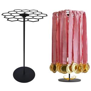 Rotatable Medal Hangers Display, Tabletop Medal Holder Rack Over 45+ Medals Capacity, Ideal for Sports Marathon Races Runners, Cheer, Gymnastics, Soccer, Softball - Easy Hanging Metal