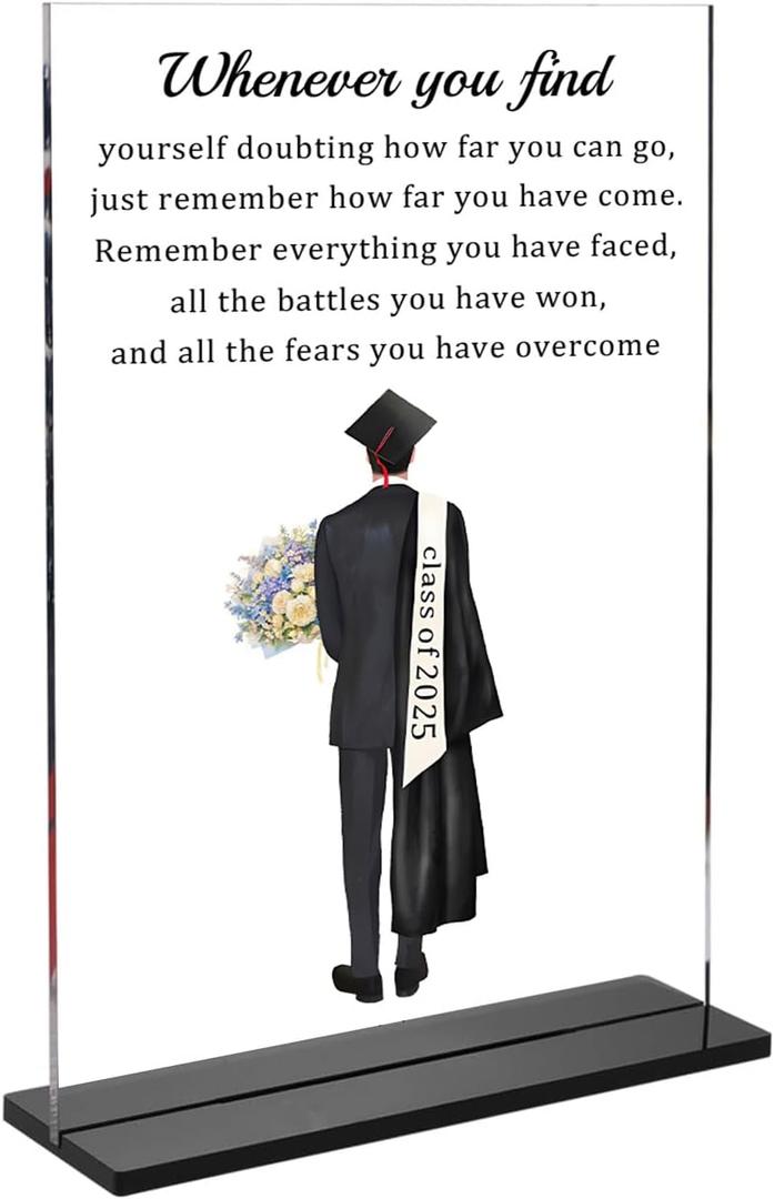 Inspirational Class of 2025 Graduation Gifts for Him,University College High School Graduates Desk Sign Decorations Gift,Senior 2025 Graduation Gifts for Boys Son Men (5.83*8.27 inch)