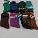 20 Pairs Colorful Striped Crew Socks Athletic Crew Solid Color Striped Cotton Tube Half Women Men Socks