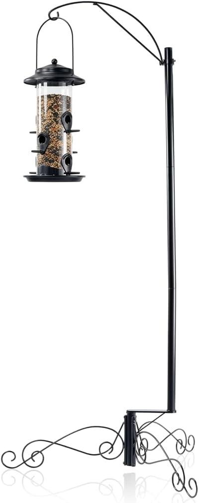 HOHIYA Heavy Duty Shepherd Hook 61 Inch Bird Cage Stand Outdoor Garden for Bird Feeders Hanging Plants Solar Lights & Lanterns Weather-Resistant Black Powder Coated Steel