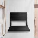 Teak Shower Bench, Folding Shower Chair Wall Mounted, Wood Folding Shower Seat, Teak Shower Bench for Inside Shower, 20 Inch Wide, 500 lbs Capacity (All Black, 20'' W x 16'' D x 20'' H)