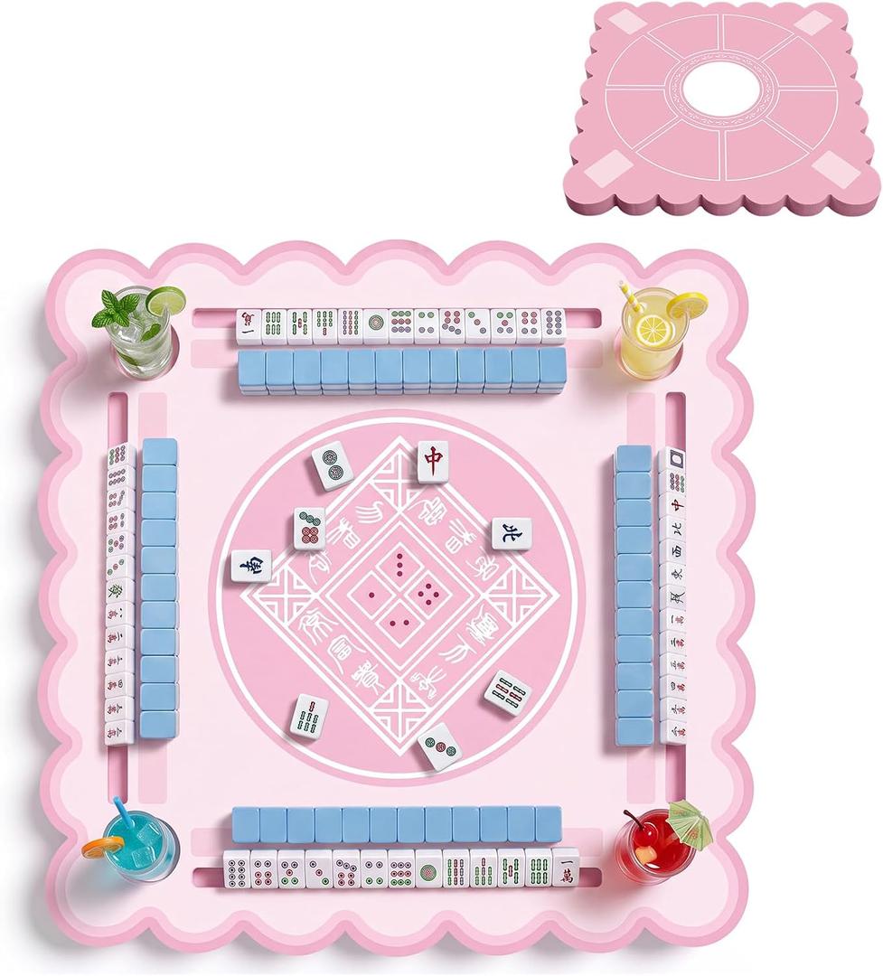 Thenshop Floating Mahjong Table for Pool Floating Game Table for Poker Cards Dominoes Summer Water Game Tray for Hot Tub Lake Beach Party 30 x 30 Inch(Pink Cookie Shape), 75 x 75 cm