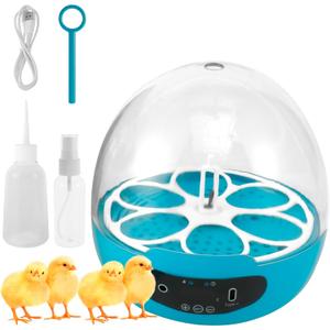 Hvxrjkn Incubators for Hatching Eggs, 6 Egg Chicken Egg Incubator with Automatic Egg Turning, Chicken Incubators for Hatching Eggs, Egg Candler for Hatching Chicken, Duck, Goose, and Quail Eggs