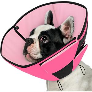 Queenmore Dog Cones for Medium Dogs, Soft Dog Cone Collar After Surgery, Pet Cone for Dogs Wound Care, Spay, Neuter, Breathable Pet Surgery Collars & Cones, Pink M
