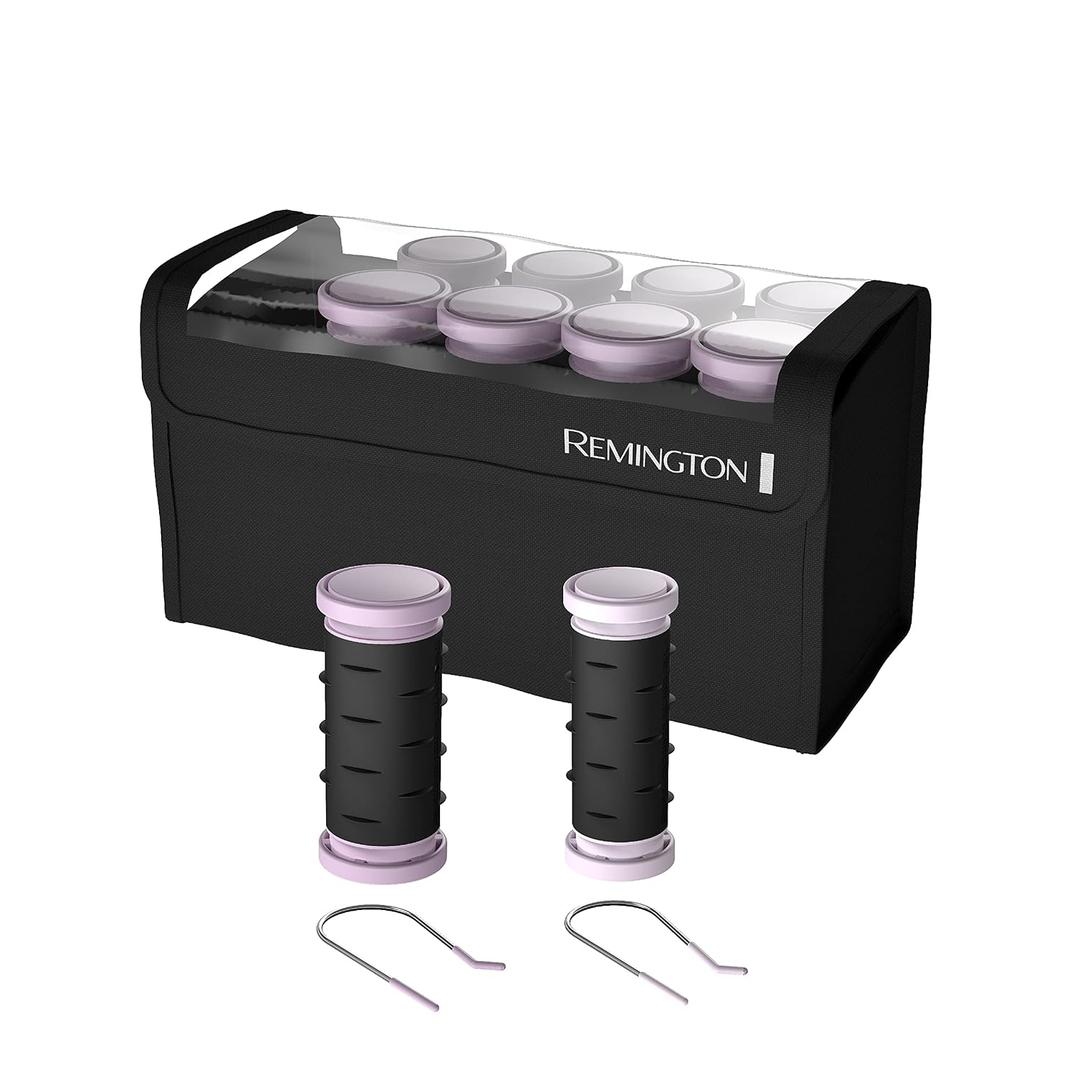 Remington Compact Ceramic Dual Voltage Hot Rollers for Long and Short Hair, Hair Setters, Hair Curlers, 1-1 " Purple/Black, 10 Piece Set