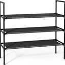 Shoe Rack with Non-Woven Fabric - 3-Tier Shoe Organizer for Closet, Garage, Corridor & Entryway, Sturdy and Stackable, X-Large, Black