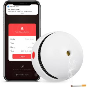 1 Pack Interconnected Smart Smoke Detector Smoke Alarm Bluetooth Real-Time App Alerts, Wi-Fi Smoke Detector Fire Detectors for Home Connectivity & 10-Year Battery Life & Multi-User Binding (ceramic white)