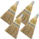 Suclain 4 Pcs 12 Inch Whisk Broom Hand Held Mini Corn Straw Whisk Broom Short Handle with Metal Hanger Halloween for Multi Surface Sweeping Small Hand Brush for Outdoor Car Porch Debris Dust Dirt