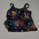 Aqua Eve Tankini Tops for Women Swimwear Top Only Tummy Control Bathing Suit Top No Bottom (Large, Black and Colorful Flower)