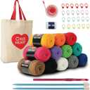 Red Heart Super Saver Yarn Stitchers Kit, 12 Balls, 1 Tote Bag, 1 Knitting Needle, 1 Crochet Hook, 1 Measuring Tape, 1 Knit Counter
