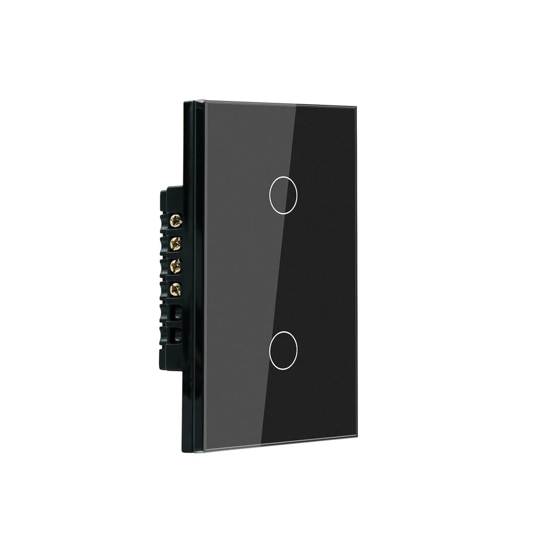 Smart Light Switch 4.65 X 2.83 X 1.34 Inches Need Neutral Wire,2.4GHz Wi-Fi Touch Switch,Work with Smart Life/Tuya App and Alexa,Black 2 Button