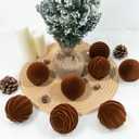 12 Pcs 3.15 Inch Velvet Christmas Tree Ornaments BulkFlocked Christmas Balls Plastic Shatterproof Xmas Hanging Ornaments Decorations Set for Tree Garland Wreath (Brown)