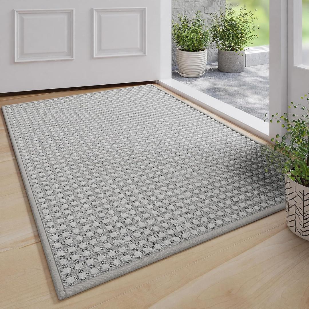 Bulijojo Microfiber Dirt Trapper Door Mat, 32"x48" Entryway Mat Grey