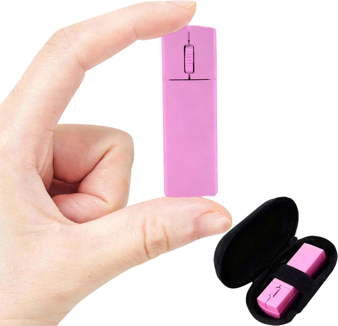 Wireless Bluetooth Mouse, Mini 3-Mode (BT4.0/5.0+2.4G) Finger Noiseless Rechargeable Travel Small Mice with Mouse Case, 3 Buttons Ultra Lightweight Portable Wireless Mice for Desktop Laptops PCPink