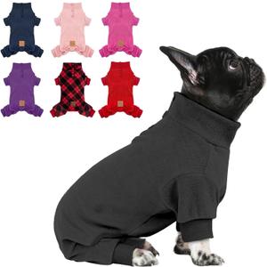 cyeollo Small Dog Pajamas, Fleece Dog Pjs Thermal Doggie Onesie Soft Stretchy Doggie Sweater Pet Jammies Clothes for Puppy Dogs Female & Male, Dark Grey (Large (Chest Girth: 18"-21"))