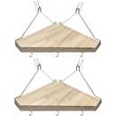 Fabric Wall Corner Shelf with Hooks, 2PCS Wooden Cubicle Organizer Storage Shelf with Hangers Cubicle Accessories for Women Men Desk Work/Office Decor - Space Saving - No Drill Istall