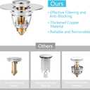 5 x Universal Sink Stopper with Hair Catcher, Faster Drainage, Bathroom Sink Drain Strainer in Brass, Pop Up Drain Cover, Basin Plug for 1.04~1.97 Inch Drain Hole