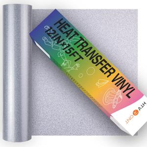 HTVRONT Silver Glitter HTV Vinyl Roll-12 x 15FT Silver Glitter Heat Transfer Vinyl for Shirts, Glitter Iron on Vinyl for All Cutting Machines Easy to Cut for Heat Vinyl Design