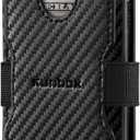 RUNBOX Leather card Holder Wallet for Men and Women, Holds 8+ Cards Plus Cash, RFID Blocking Mens Wallet with Stretchable Cash Band, Massive Capacity Wallet for Front Pocket, Perfect Gifts for Men (01-Carbon Black)