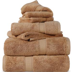 SUPERIOR Egyptian Cotton Pile 6 Piece Towel Set, Includes 2 Bath, 2 Hand, 2 Face Towels/Washcloths, Ultra Soft Luxury Towels, Thick Plush Essentials, Guest Bath, Spa, Hotel Bathroom, Rust