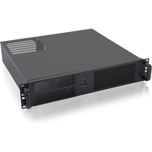 RackChoice 2U Micro ATX Compact Rackmount 2 x 5.25 Chassis Support ATX PS2 PSU with 120mm Fan on top, USB3.0 with 2.0 Adapter