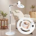Facial 10X Magnifying Lamp for Esthetician, 2500 Lumens, Stepless Dimmable, Adjustable Swing Arm, LED Lighted Standing Mag Floor Lamp for Eyelash Extensions, Tattoo, Crafts, Nail Art, Pedicure
