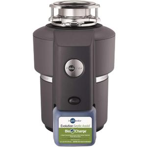 InSinkErator Garbage Disposal, Evolution Septic Assist, Quiet Series, 3/4 HP Continuous Feed, Gray + 1-Pack Bio-Charge Cartridge