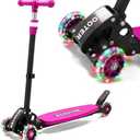 Kick Scooters for Kids 3-12, 3-Wheel Kick Scooter with LED Light-Up Wheels, Adjustable Handlebar 28"-32", Heavy Duty Up to 130 lbs, Durable Stable Wide Deck Scooter for Boys & Girls