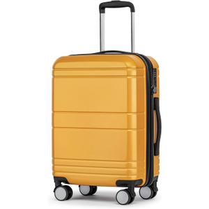 KYME Carry On Luggage 22x14x9 Airline Approved with TSA Lock Hard Shell Carry On Suitcase Lightweight Suitcases with Wheels Small Luggage for Men Women,Carry-On 20 Inch,Yellow