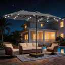 AreShark 13 FT Patio Umbrella with Solar Lights, Double-Sided Outdoor Table Umbrellas with Crank, Large Rectangular Market Umbrella for Porch, Lawn, Pool, Backyard, Gray