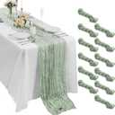 Bailarina 12 Pack Cheesecloth Table Runner 17x108 Inch Long Gauze Cheese Cloth 9ft Wrinkled Sheer Table Runner for Wedding Reception Birthday Party Table Decoration (Sage Green)