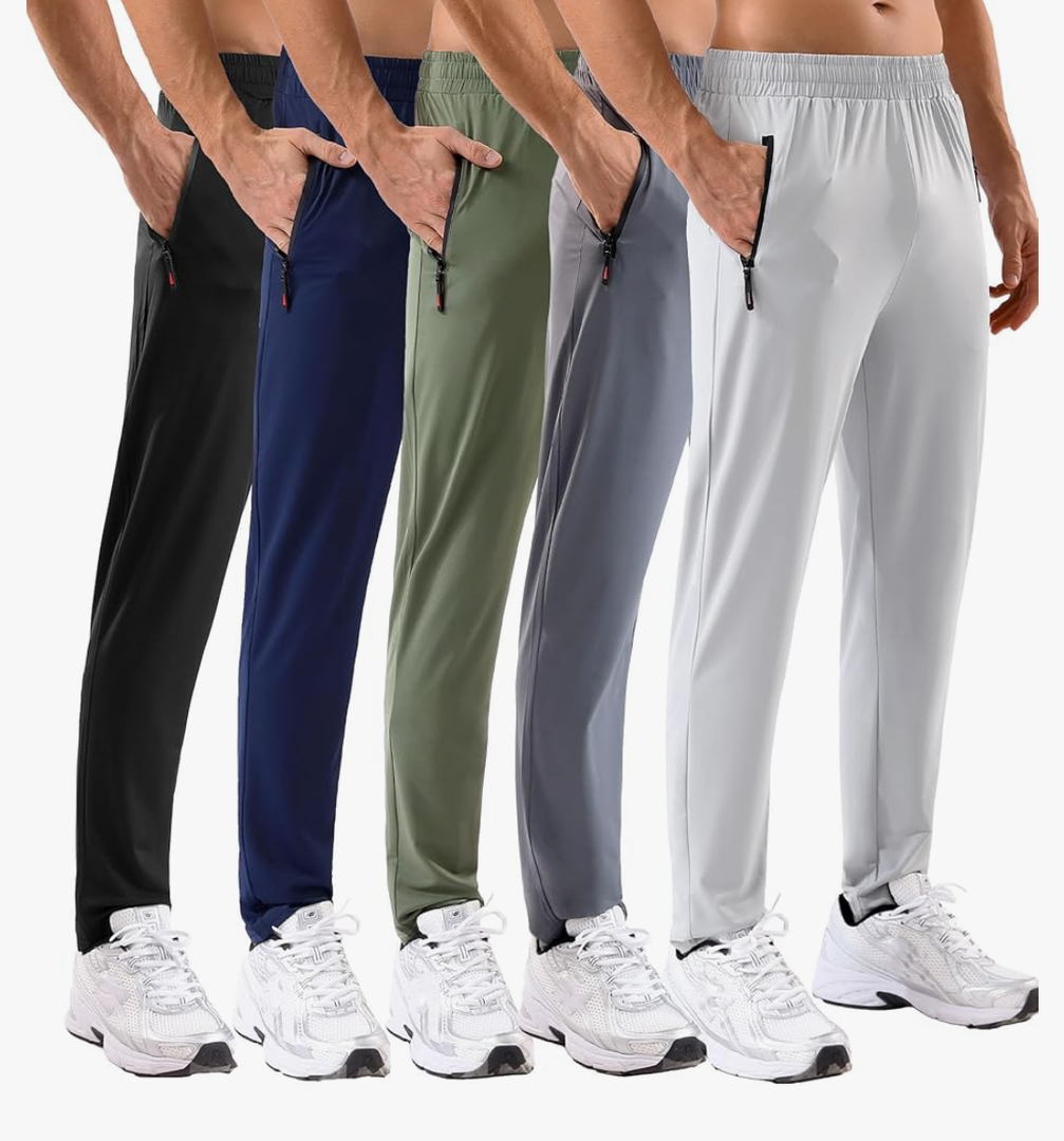 5 Pack Men's Sweatpants with Zipper Pockets Stretch Lightweight Athletic Track Activewear Pants for Men Joggers Running Workout Gym,S