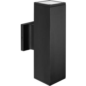 Maxxima LED Rectangular Outdoor Porch Light - 2000 Lumens, 3000K Warm White Light, Up and Down Sconce Lighting, 24 Watt, Automatic Dusk to Dawn Sensor, Aluminum Wall Wash Finish