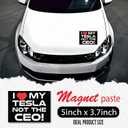 2 x I Love My Tesla, Not The CEO Magnet Decal (Large 5x3.7in), Funny Anti-Elon Musk Decal for Cars - Durable, Waterproof and Reusable, Anti Elon Tesla Club Car Magnet.
