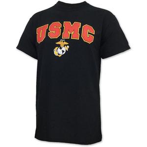 United States Marine Corps Arch Eagle Globe Anchor Short Sleeve T-Shirt (Large, Black)