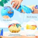 Honeydak 6 set Pool Party Favors for Kids End of Year Gift Summer Drawstring Backpack Bag Tumbler Cups Kids Beach Towel Bulk for Pool Beach Games Birthday Party Decor Summer Graduation Student Gifts