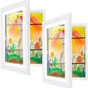 [2-Pack] Kids Artwork Frames Changeable, 10 x 12.5-IN Frames for Kids Artwork, Front Opening Picture Frames, Home Decor, Up to 150 Pcs of Kids Art Frame, Craft Storage, Hanging Wall Decor, for 3D Pictures, Crafts, Children Drawing, Hanging Art, Portfolio, White
