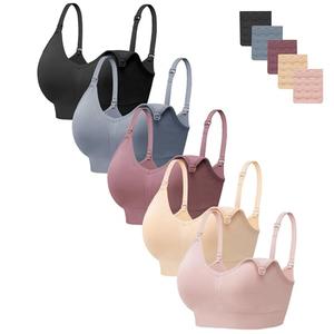 HBselect Women Maternity Bras 5 Pack Nursing Bras for Breastfeeding Seamless Pregnancy Sleep Bralette with Extra Extenders Size L