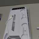 Rysker PS5/Slim/Pro Cooling Station with Quiet Cooling Fan and Fast Controller Charger for Disc & Digital Console, PS5 Accessories Incl. 3 USB Ports, Screw and Headset (Deep White)